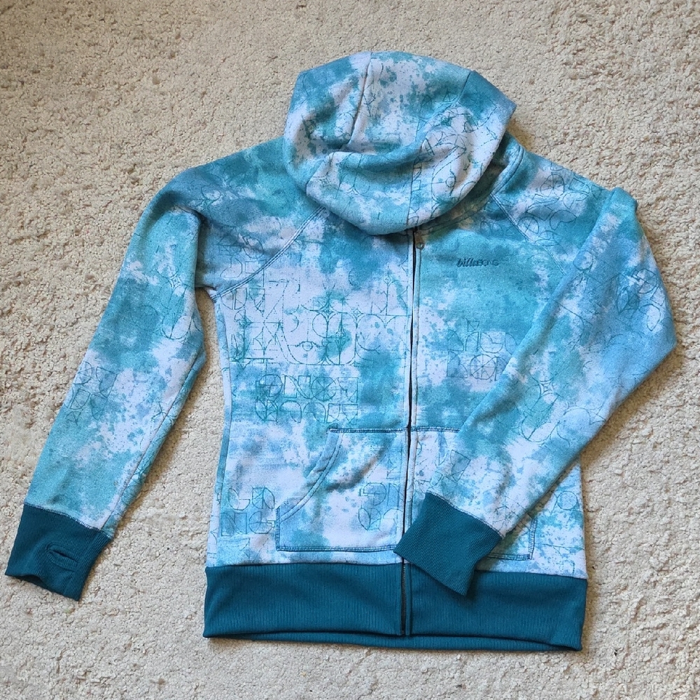 Billabong Teal and White Patterned Full Zip Jacket